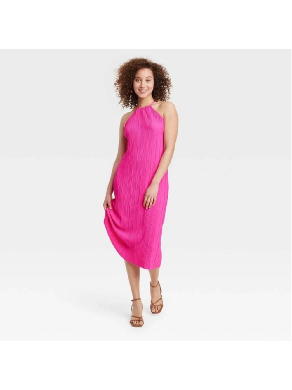 Women's Knit Plisse Midi Shift Dress - A New Day Size M NWT